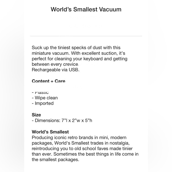 World’s Smallest Vacuum. - Picture 3 of 7